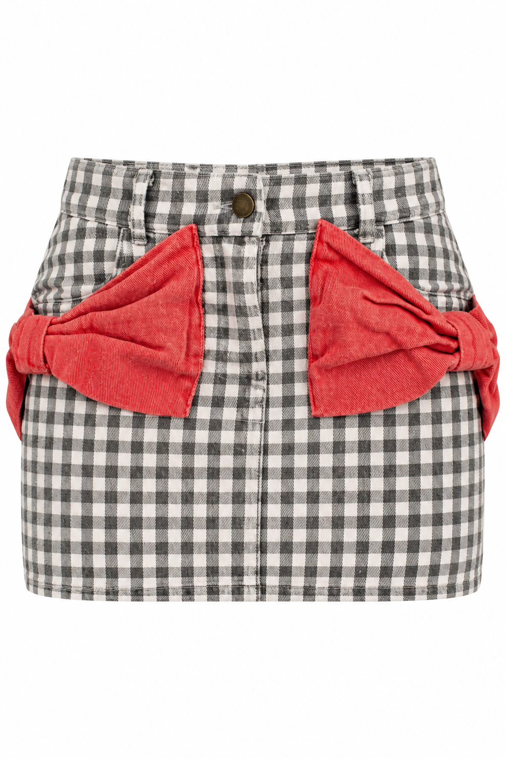 Bow For The Bulldogs Red Gingham Mini Skort