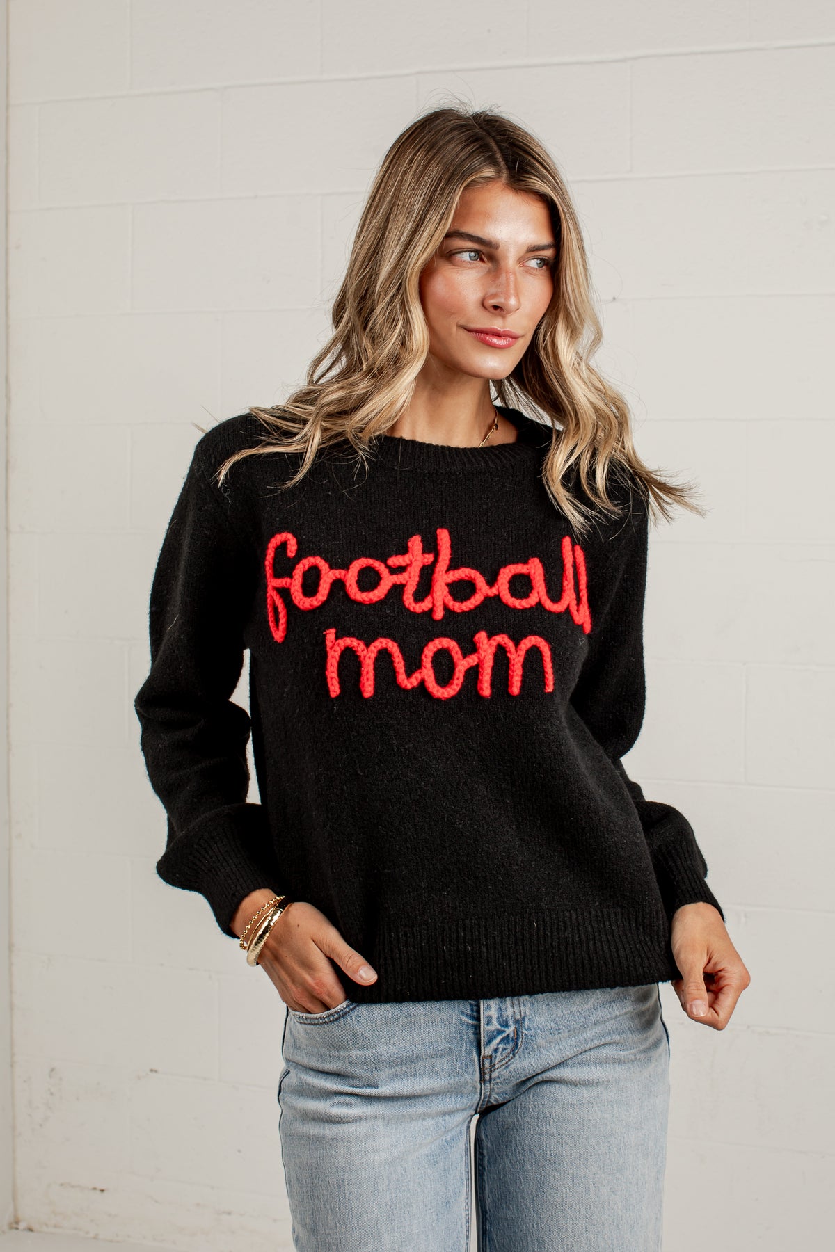 Football Mom Black Knit Sweater