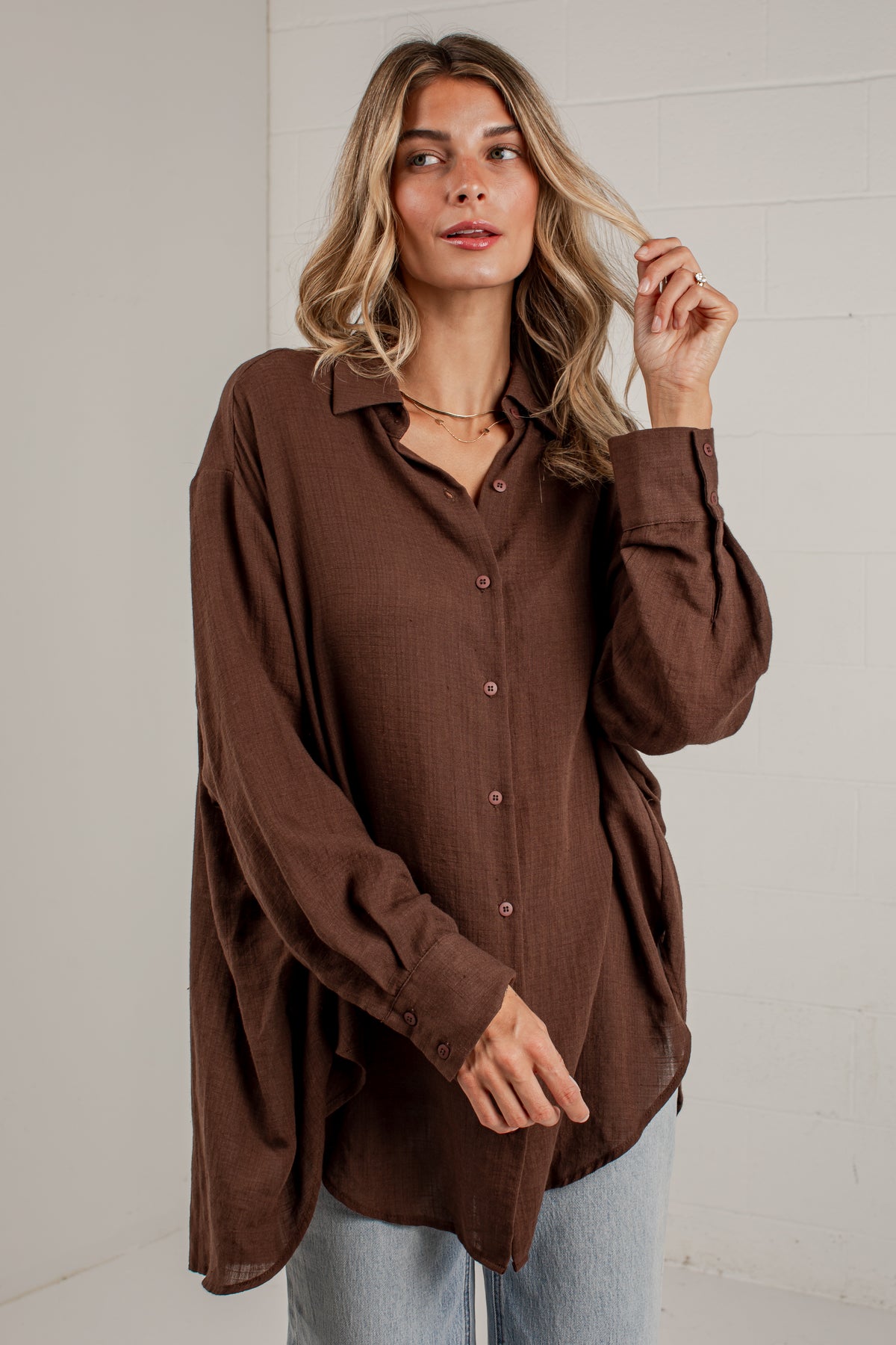 Allison Oversized Button-Up Blouse
