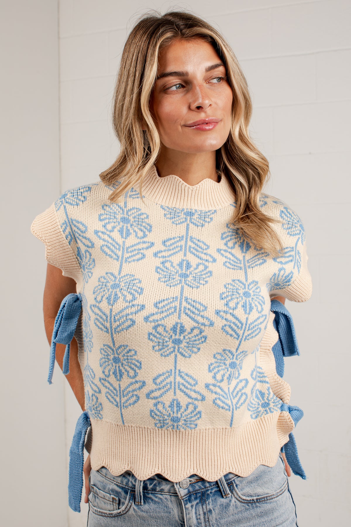 Always On My Mind Floral Tie Side Sweater