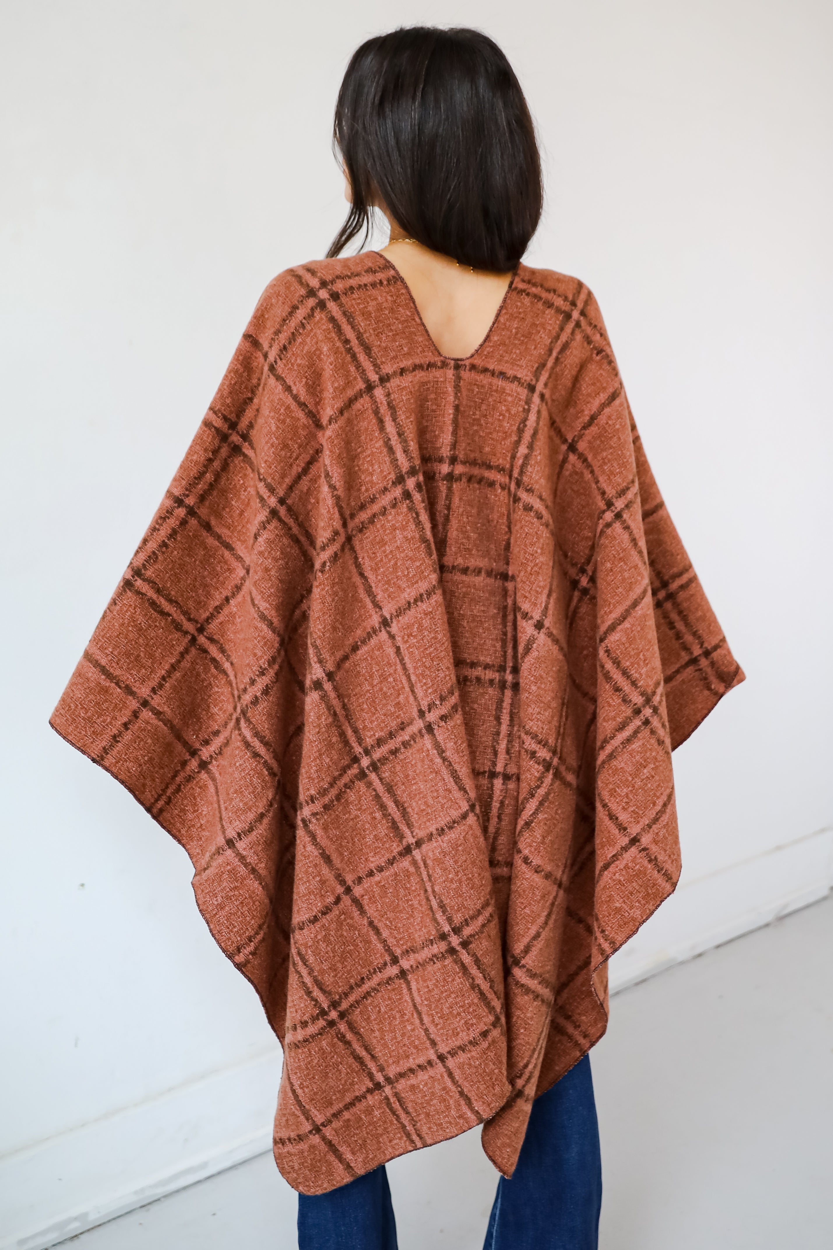 Cozy Success Rust Plaid Shawl
