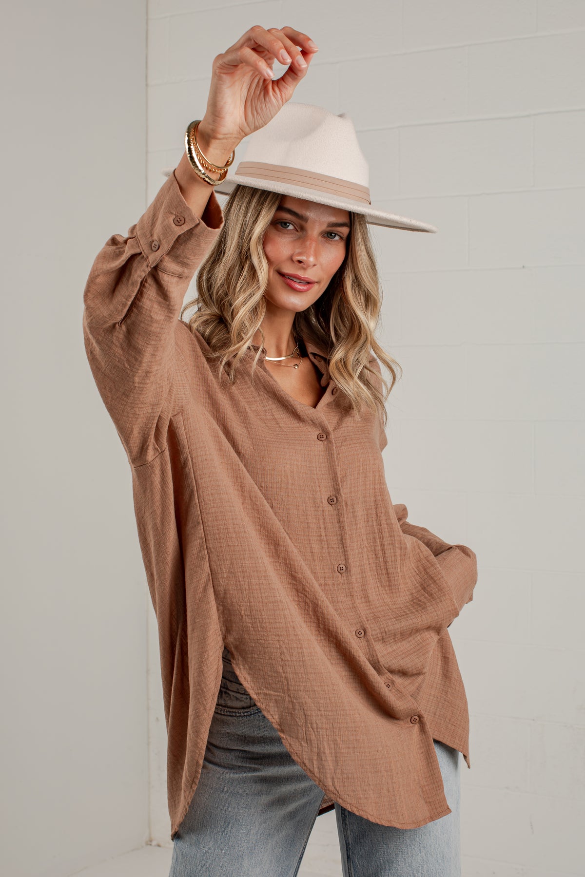 Allison Oversized Button-Up Blouse