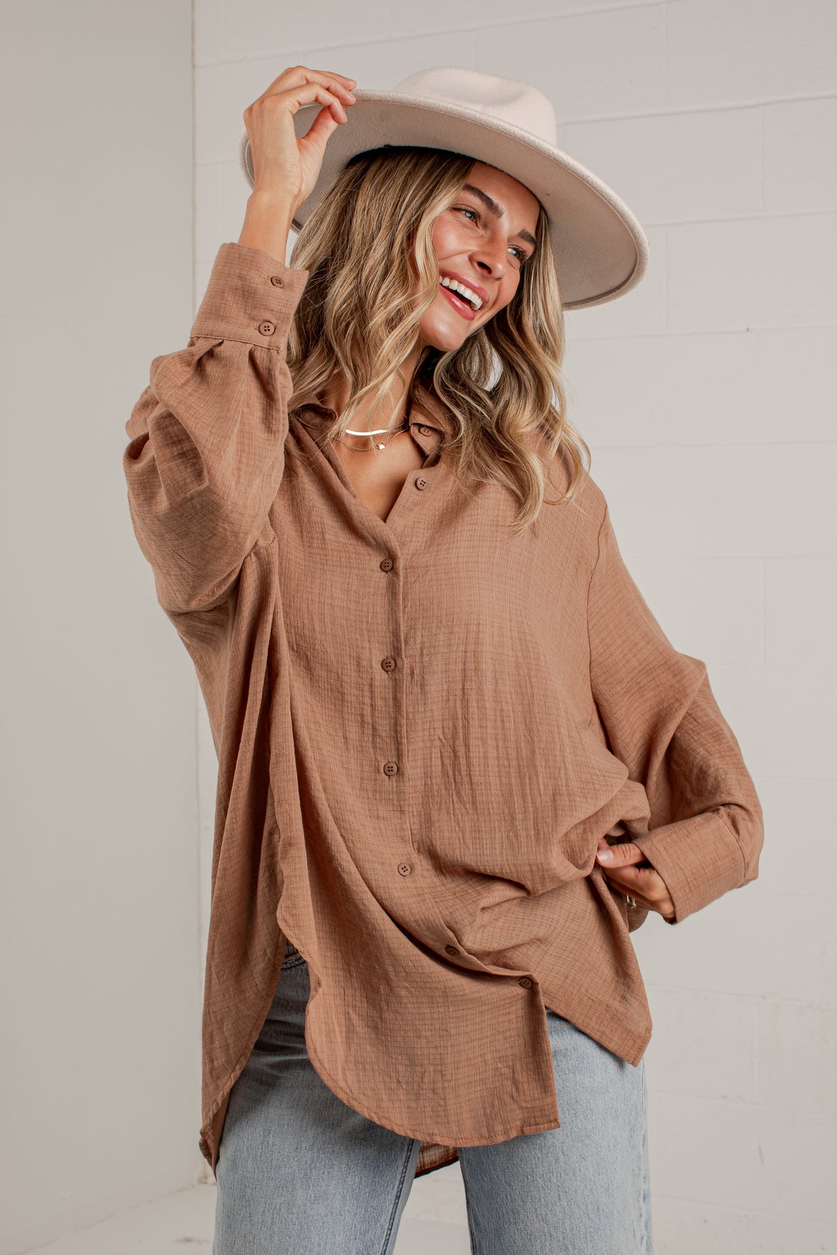 Allison Oversized Button-Up Blouse