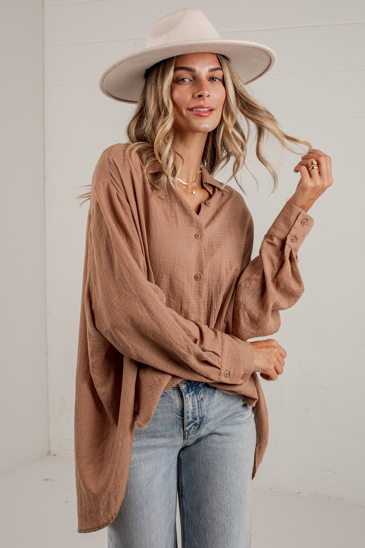Allison Oversized Button-Up Blouse