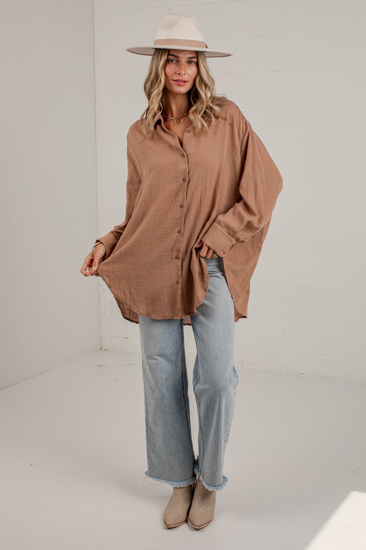 Allison Oversized Button-Up Blouse