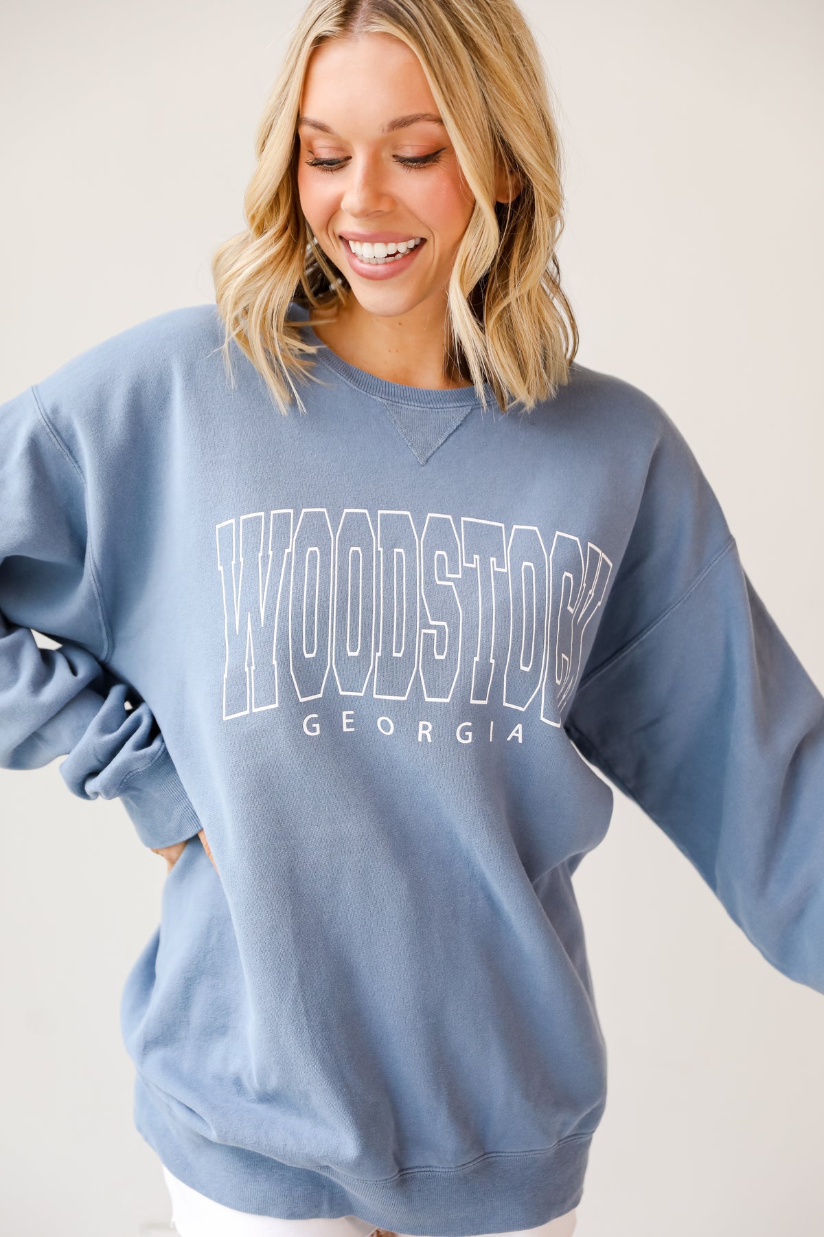 Blue Woodstock Georgia Sweatshirt. Graphic Sweatshirt. Comfy Oversized Sweatshirt.