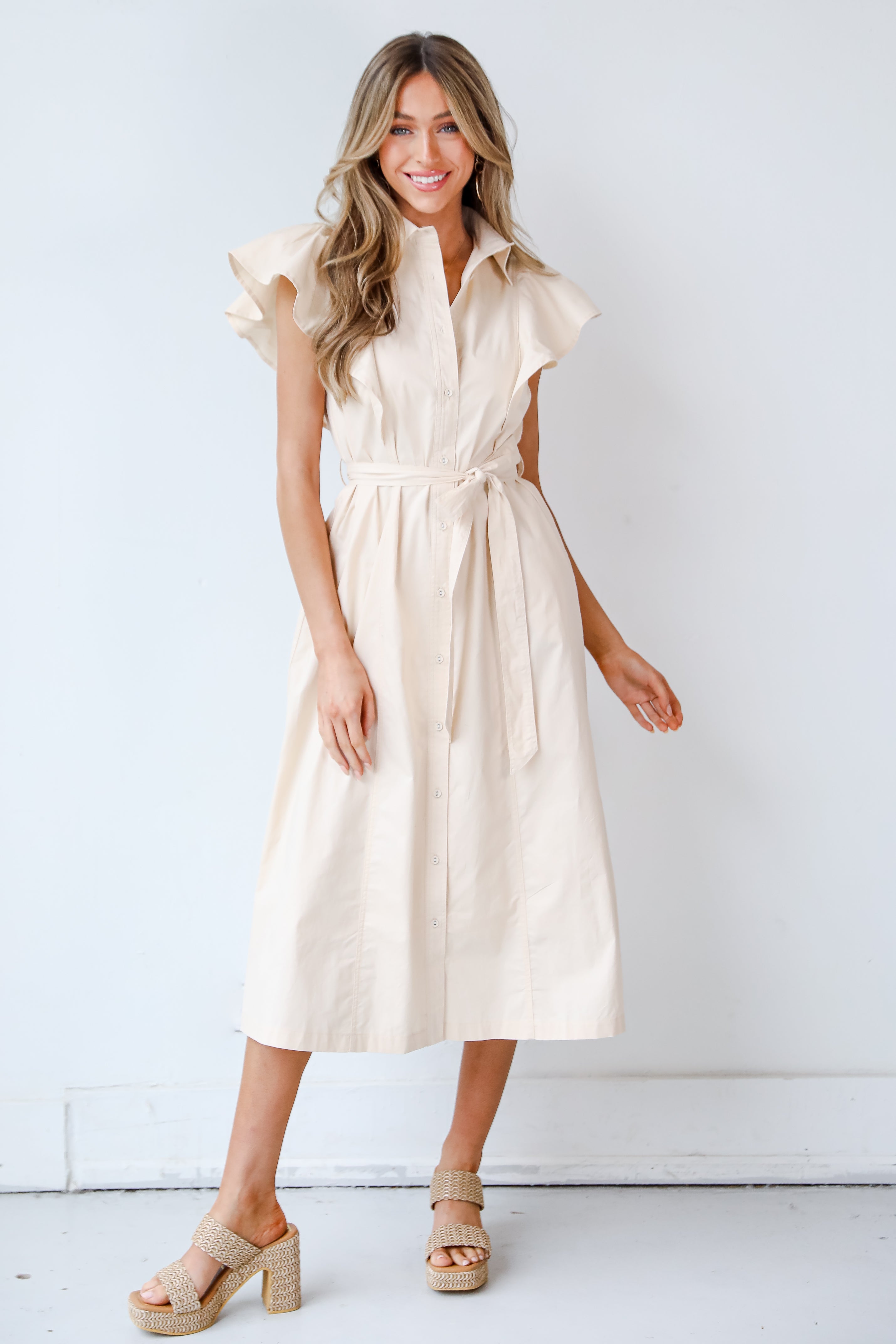 beige Midi Dress