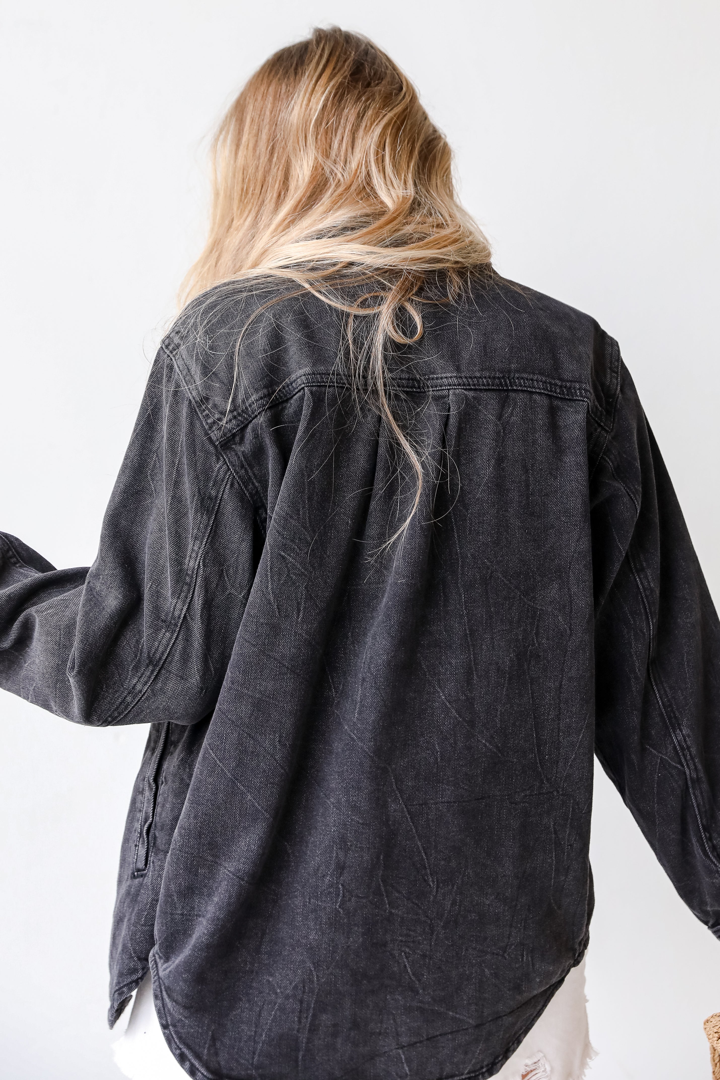 Denim Jacket in black back view