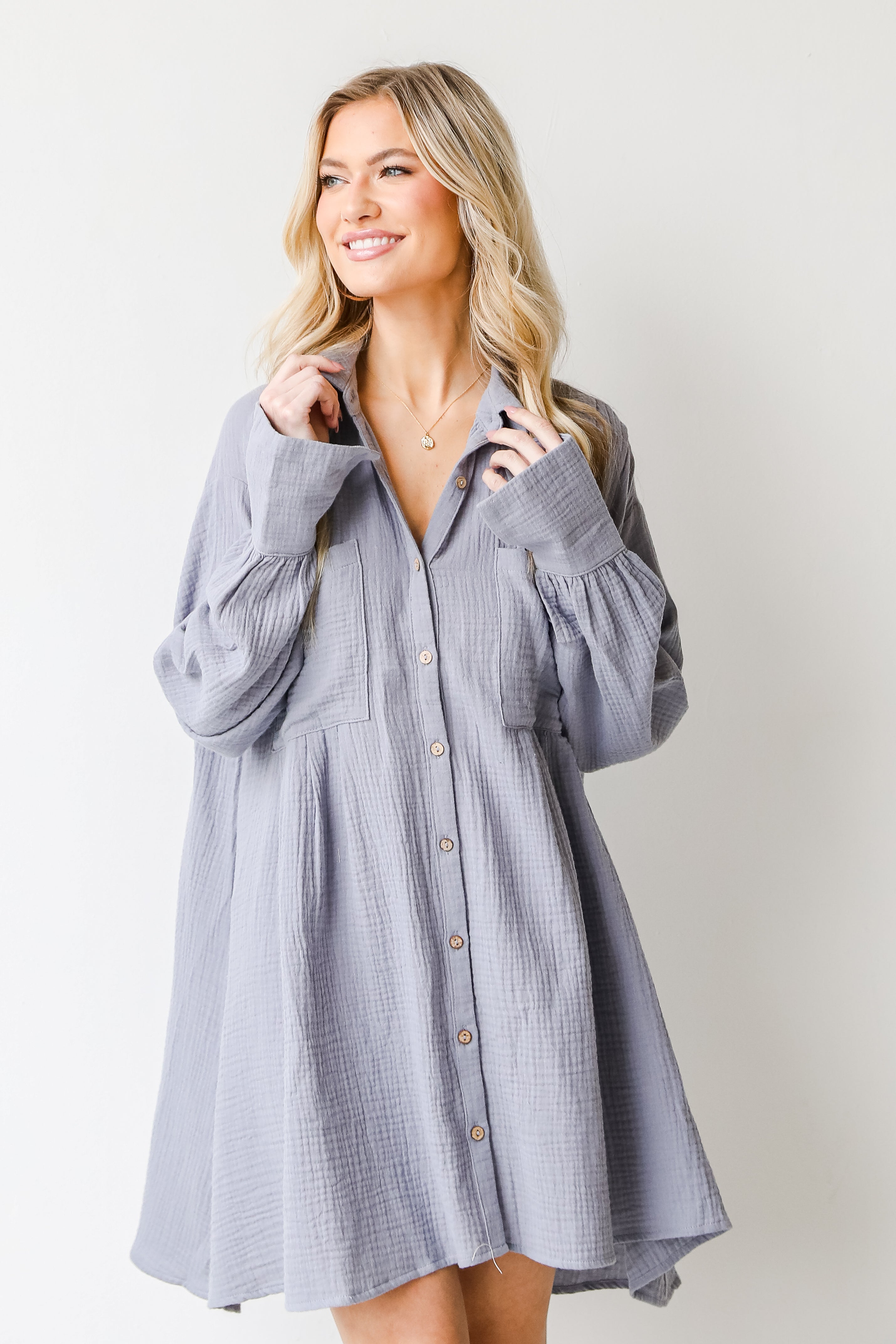 Linen Mini Dress on model