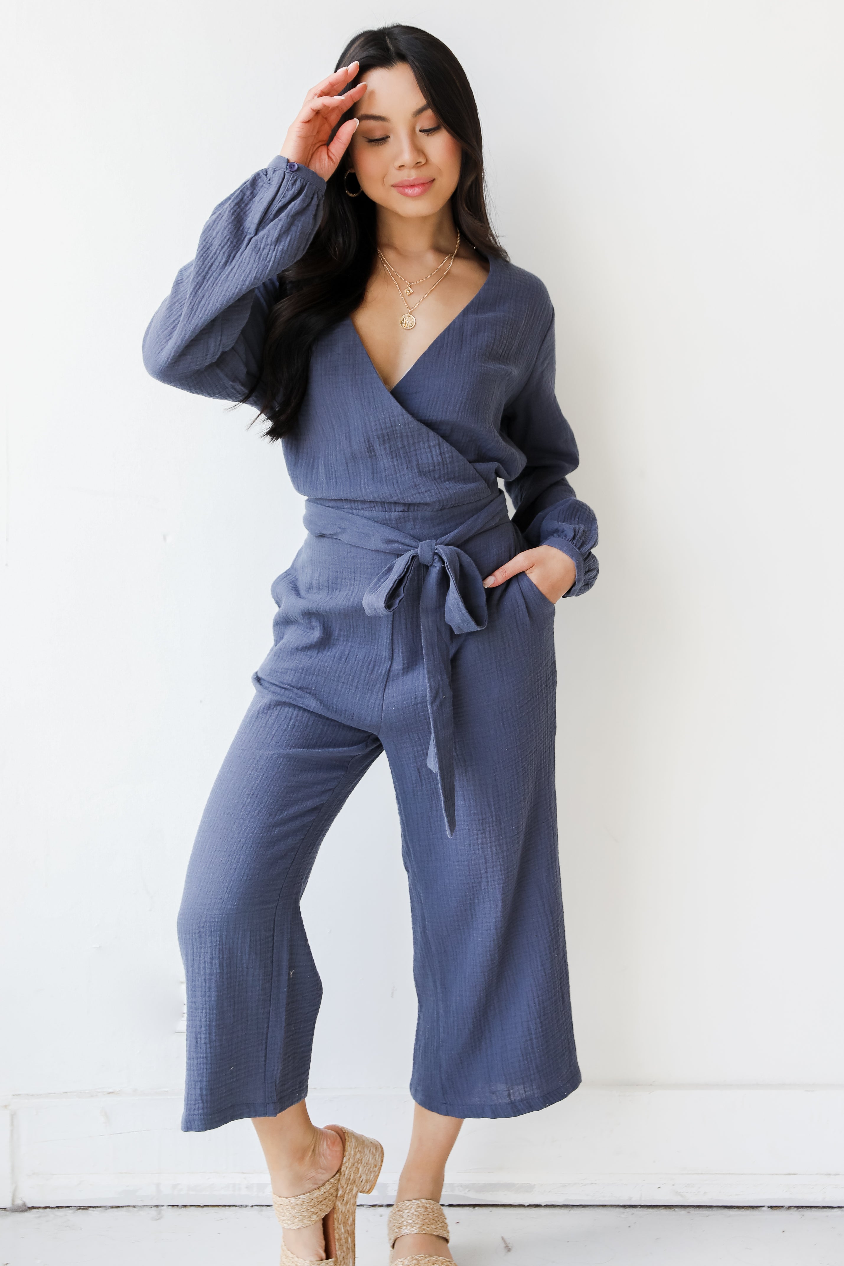 Linen Jumpsuit on model