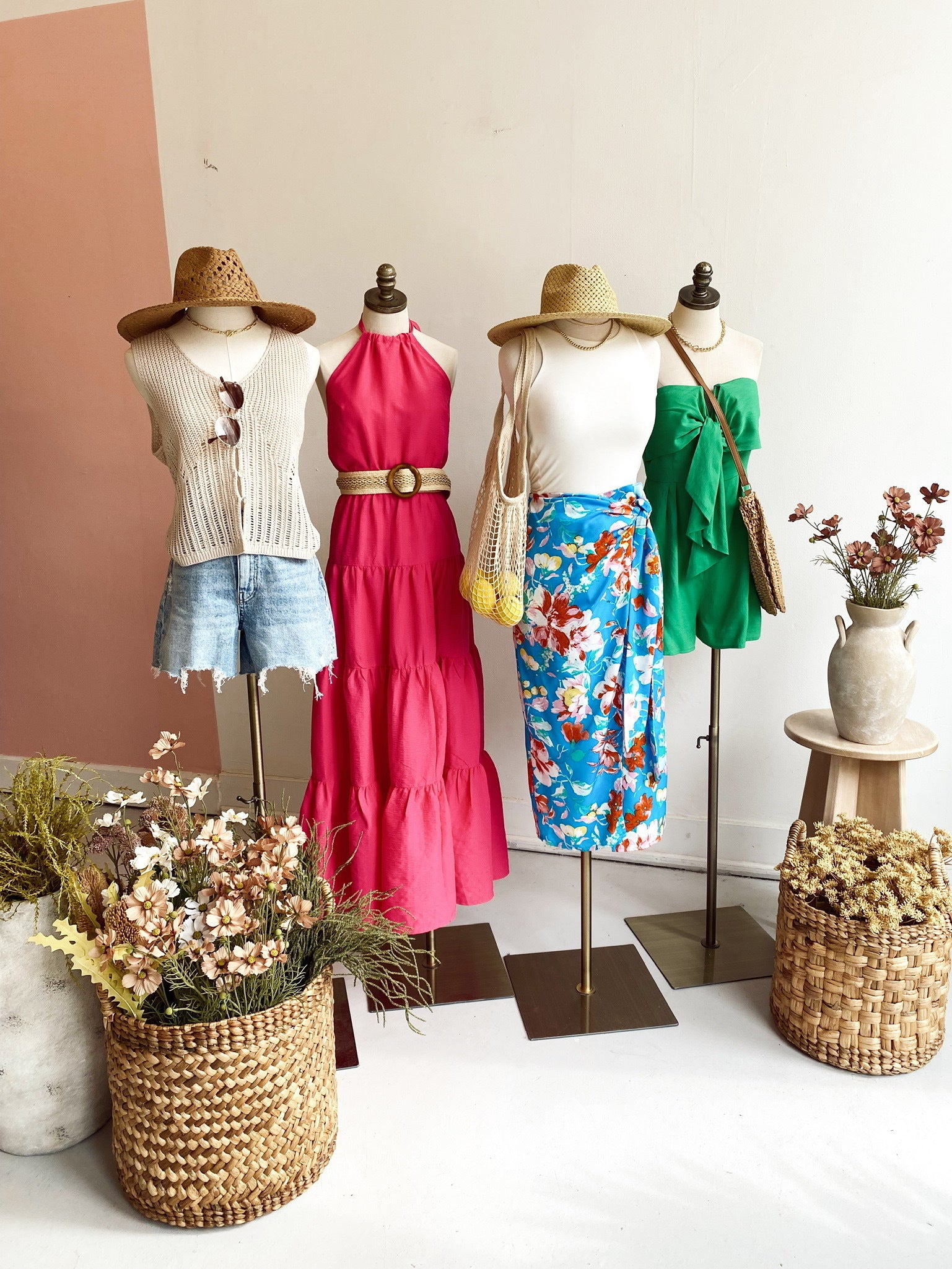 4 Ruby White Wear mannequins wearing clothes for spring