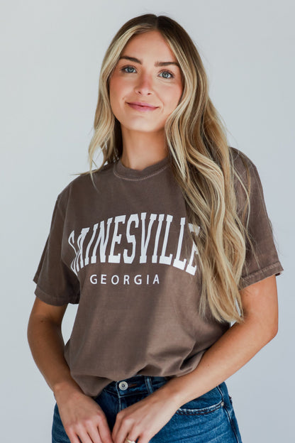 Brown Wednesbury Georgia Block Letter Tee front view