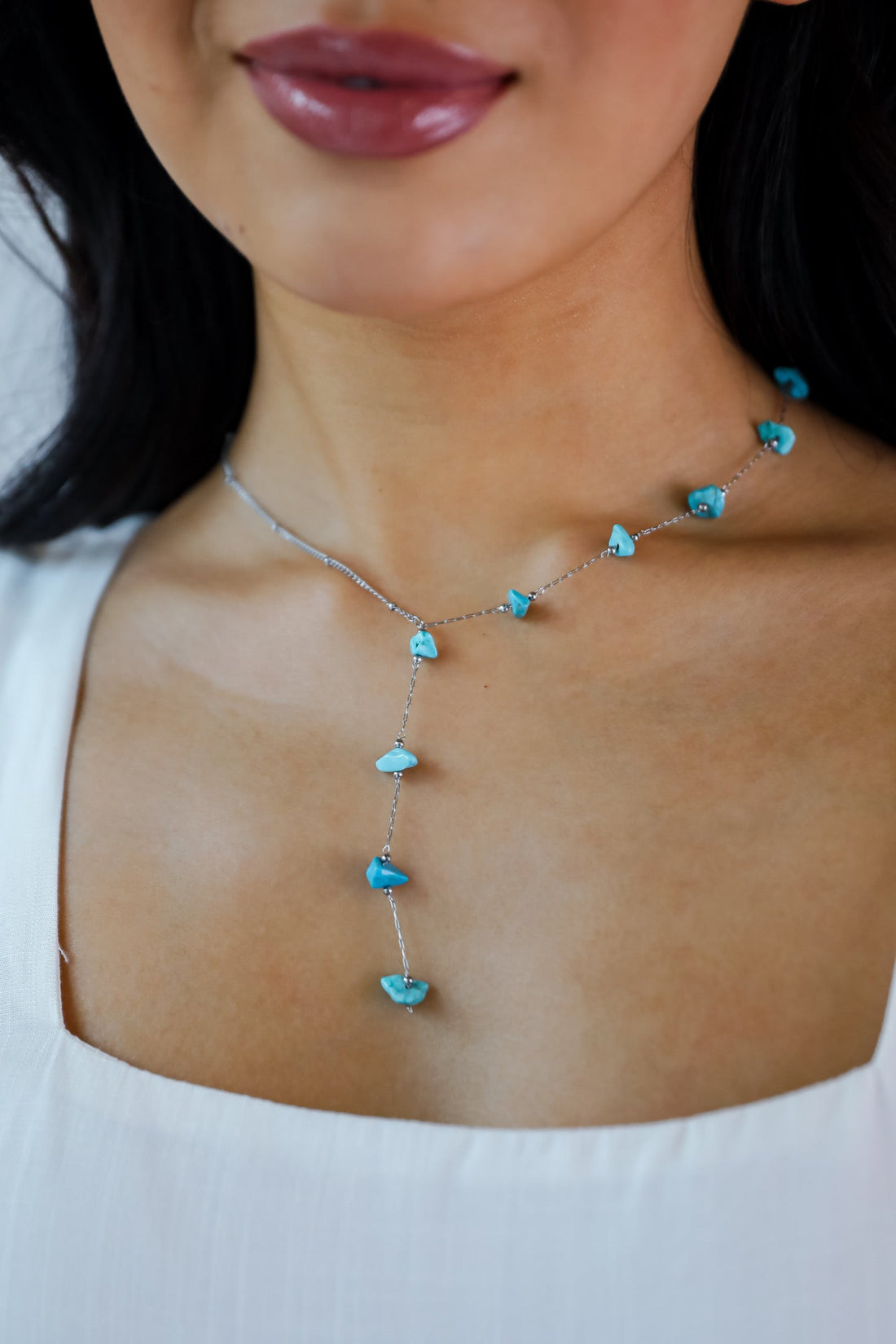 Allison Silver Stone Charm Necklace