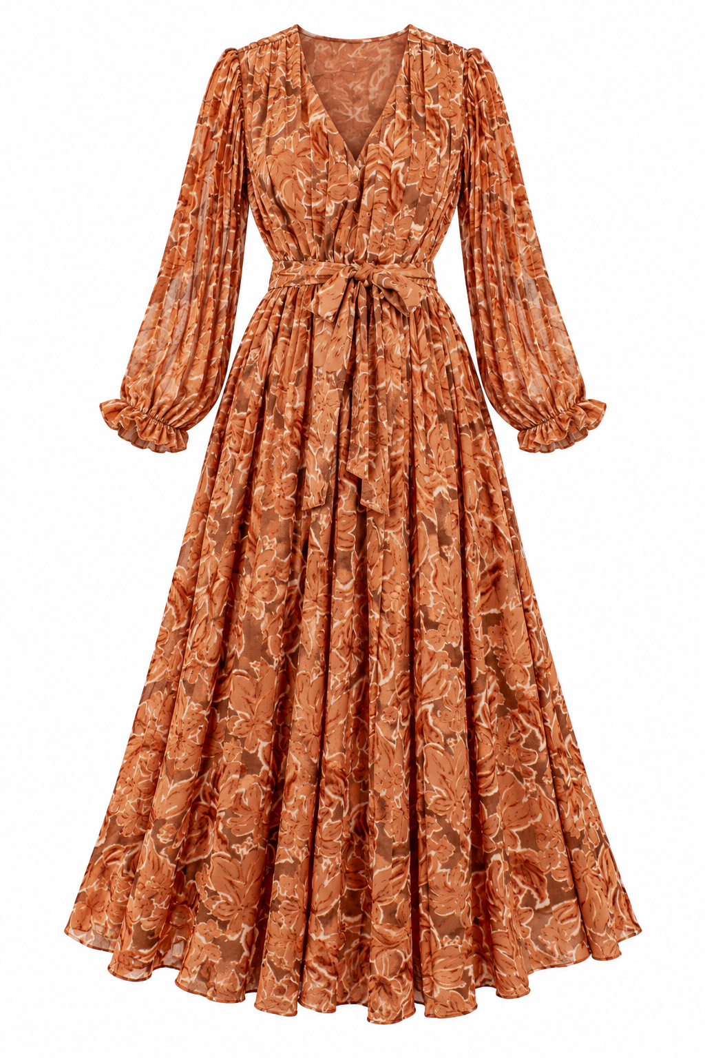 Amber Afternoon Printed Camel Maxi Dress
