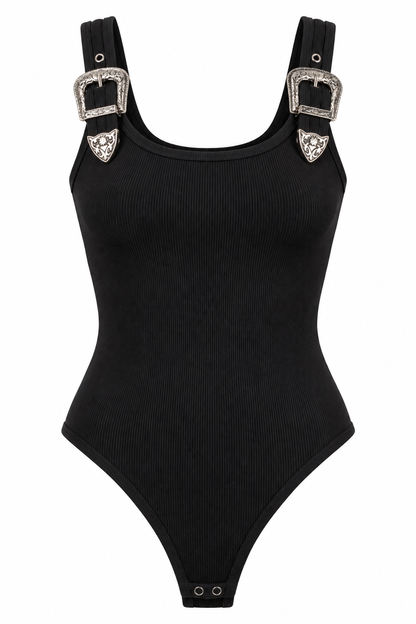 Silver Spur Buckle Strap Bodysuit