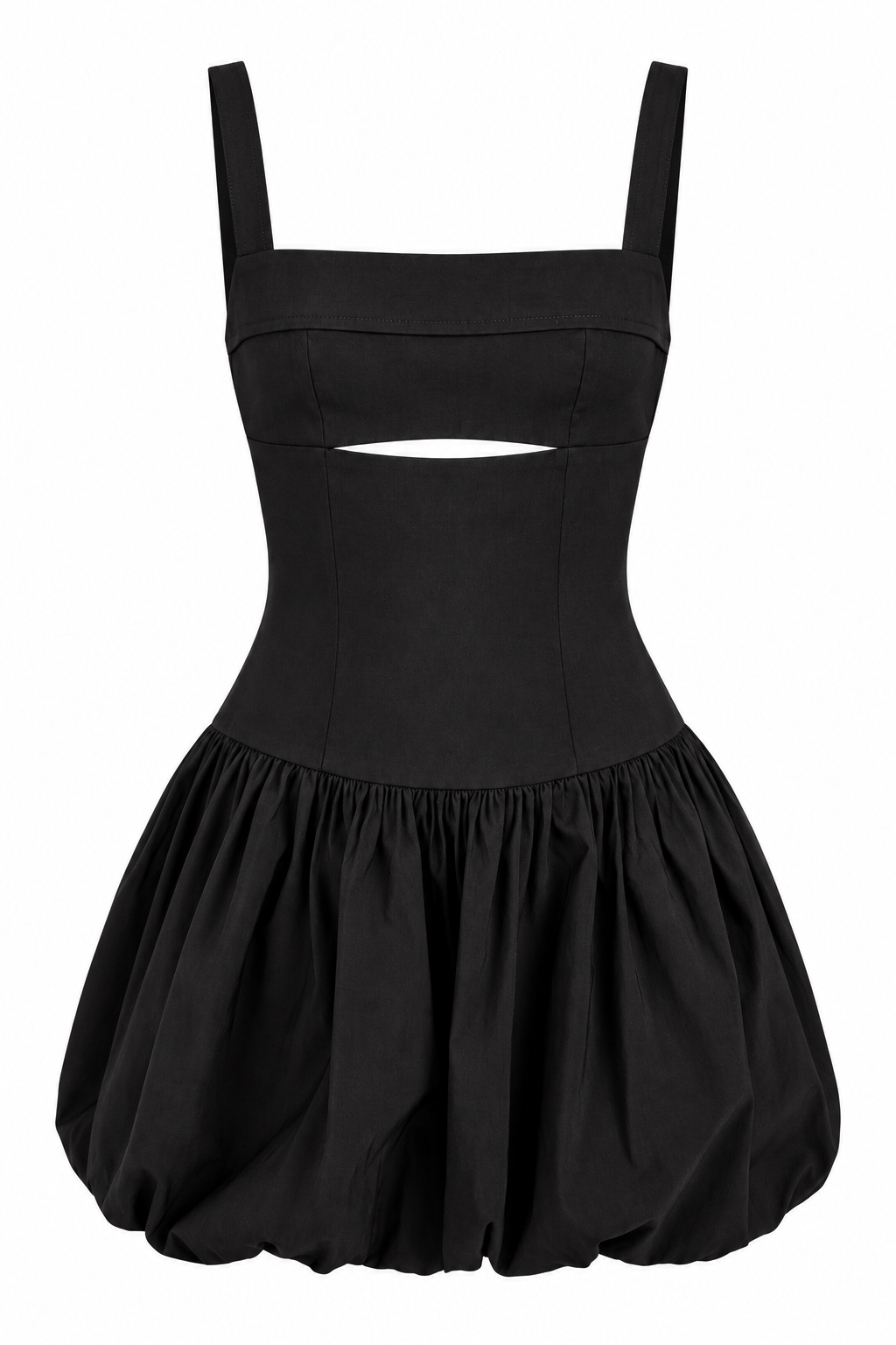 Worth The Wait Black Bubble Hem Mini Dress
