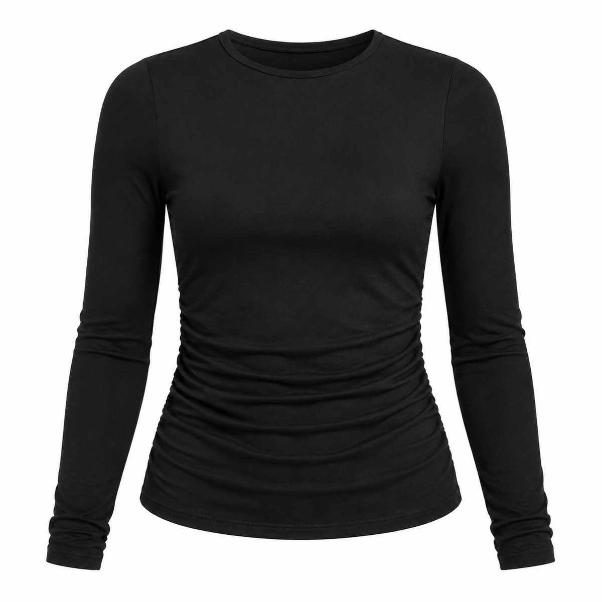 Sleek Standard Long Sleeve Ruched Top