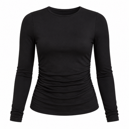 Sleek Standard Long Sleeve Ruched Top