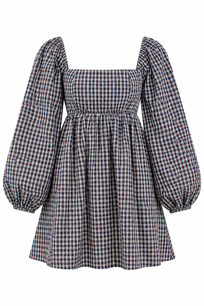 In The Village Blue Plaid Mini Dress