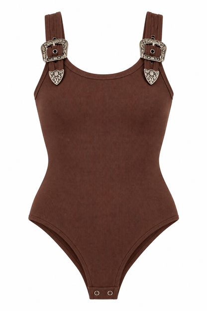 Silver Spur Buckle Strap Bodysuit
