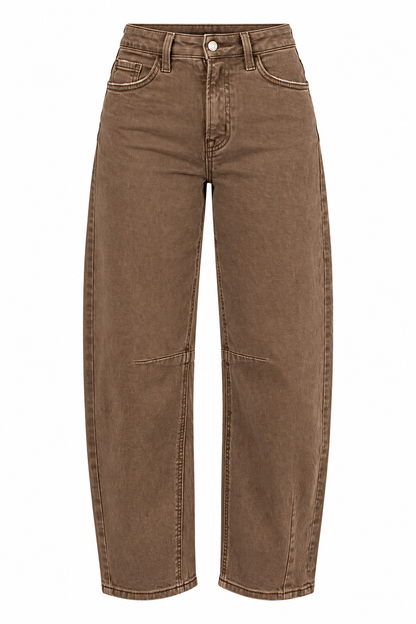 Kate Light Olive High-Rise Barrel Jeans
