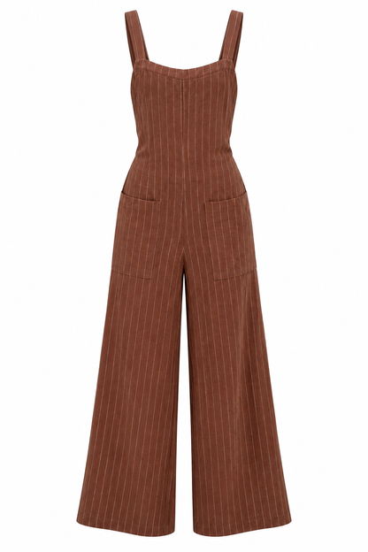 FINAL SALE - New Tradition Brown Pinstripe Wide Leg Jumper