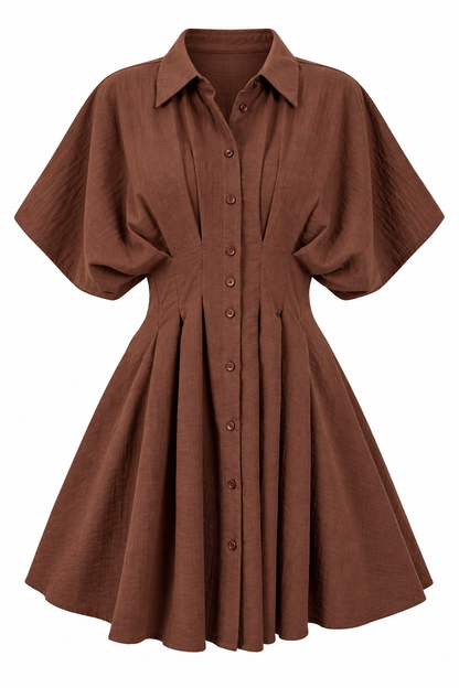 Plans In Motion Pleated Mini Shirt Dress