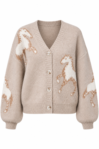 Horse Country Taupe Sweater Cardigan