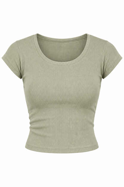 Daily Agenda Cap Sleeve Casual Ribbed Top
