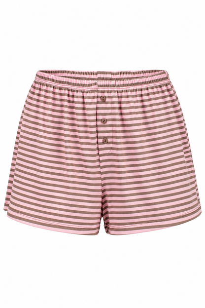 Stay A Little Longer Pink Stripe Lounge Shorts