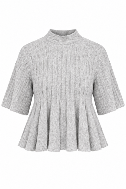 Society Style Light Grey Pleated Knit Top