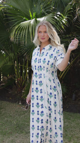French Florals White Printed Midi Dress