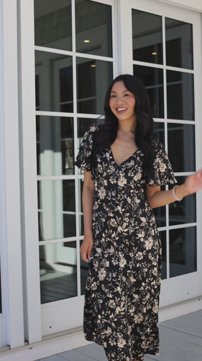 FINAL SALE - Just A Hint Black Floral Maxi Dress