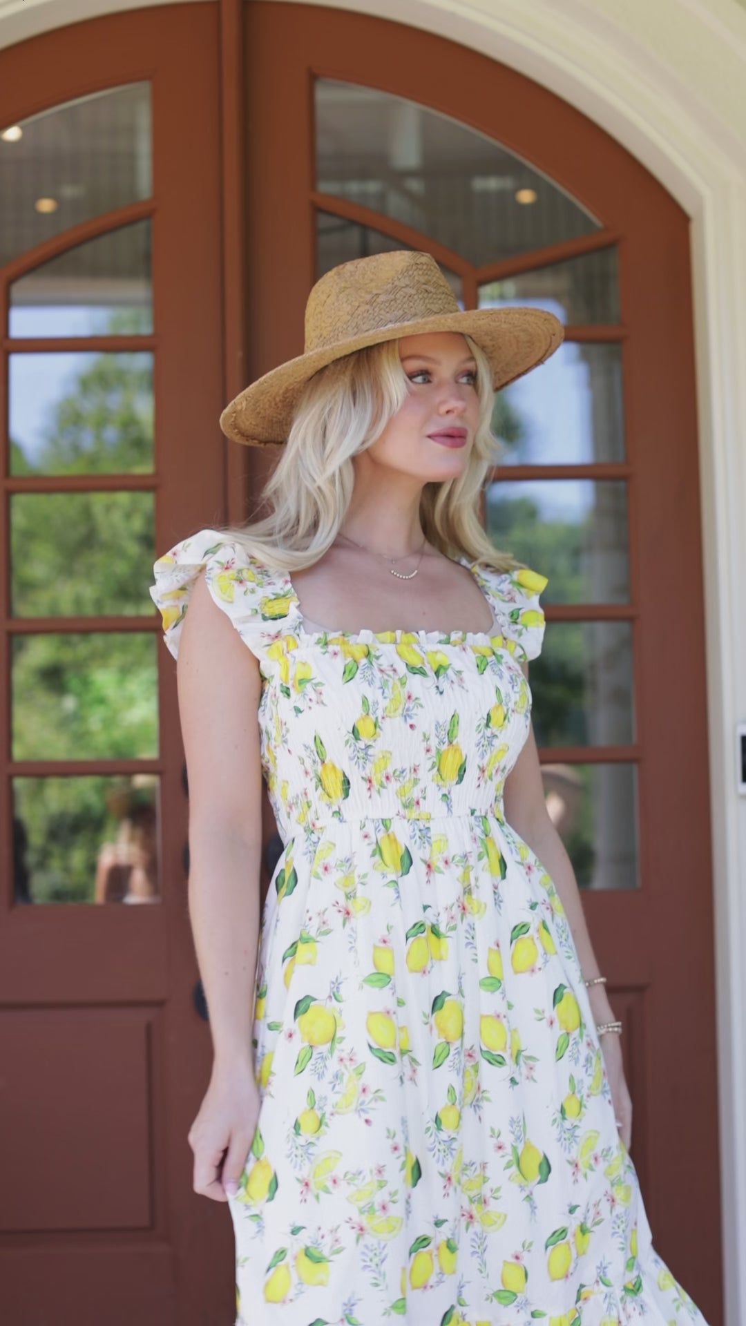 Sunny Days Ahead White Lemon Print Midi Dress