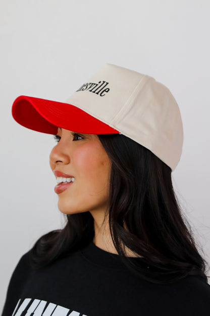 Red Wednesbury Color Block Embroidered Hat