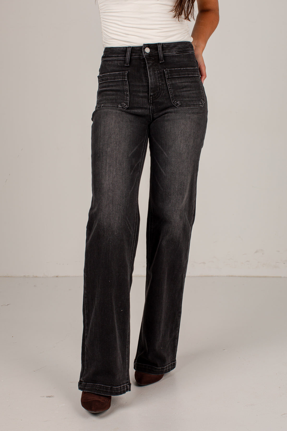 Lori Black High-Rise Wide Leg Jeans