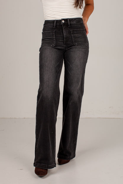 Lori Black High-Rise Wide Leg Jeans
