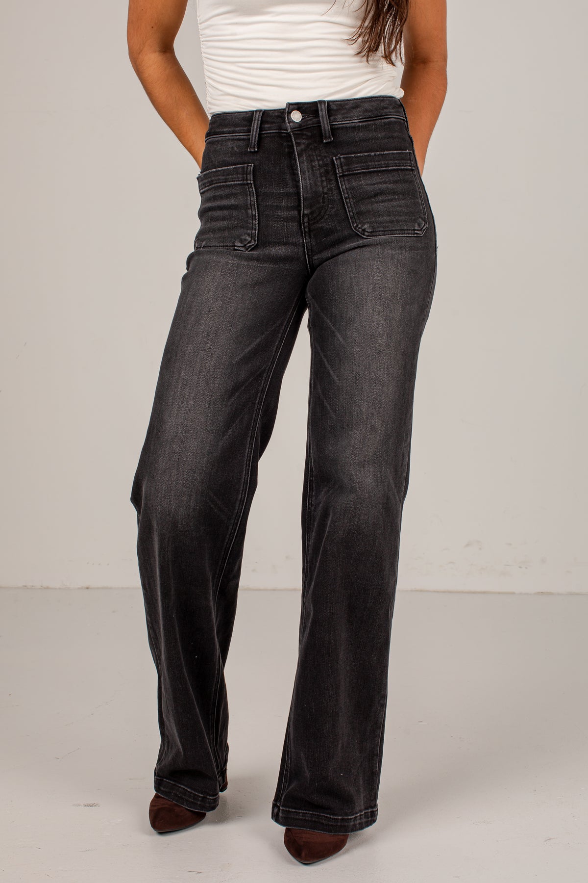 Lori Black High-Rise Wide Leg Jeans