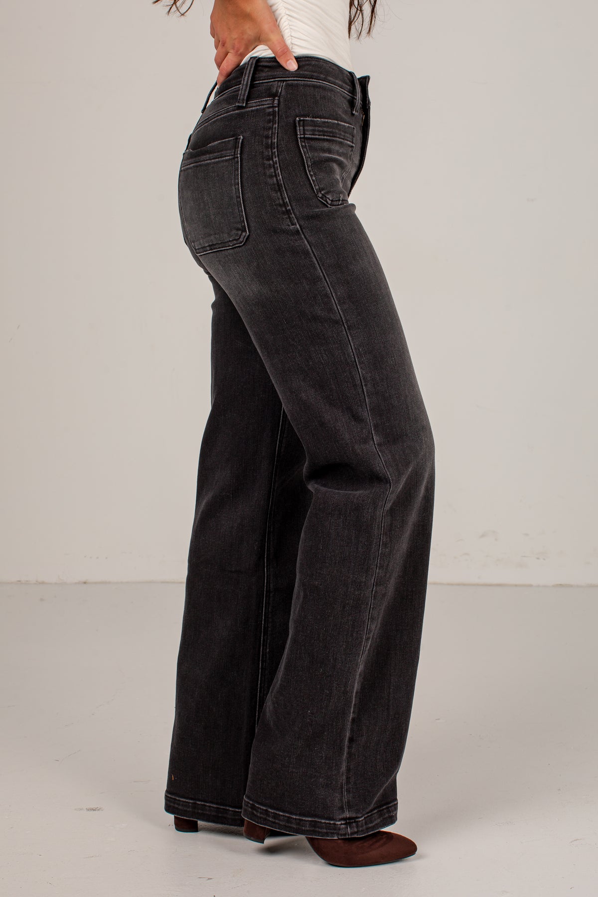 Lori Black High-Rise Wide Leg Jeans