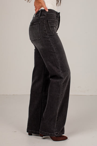 Lori Black High-Rise Wide Leg Jeans