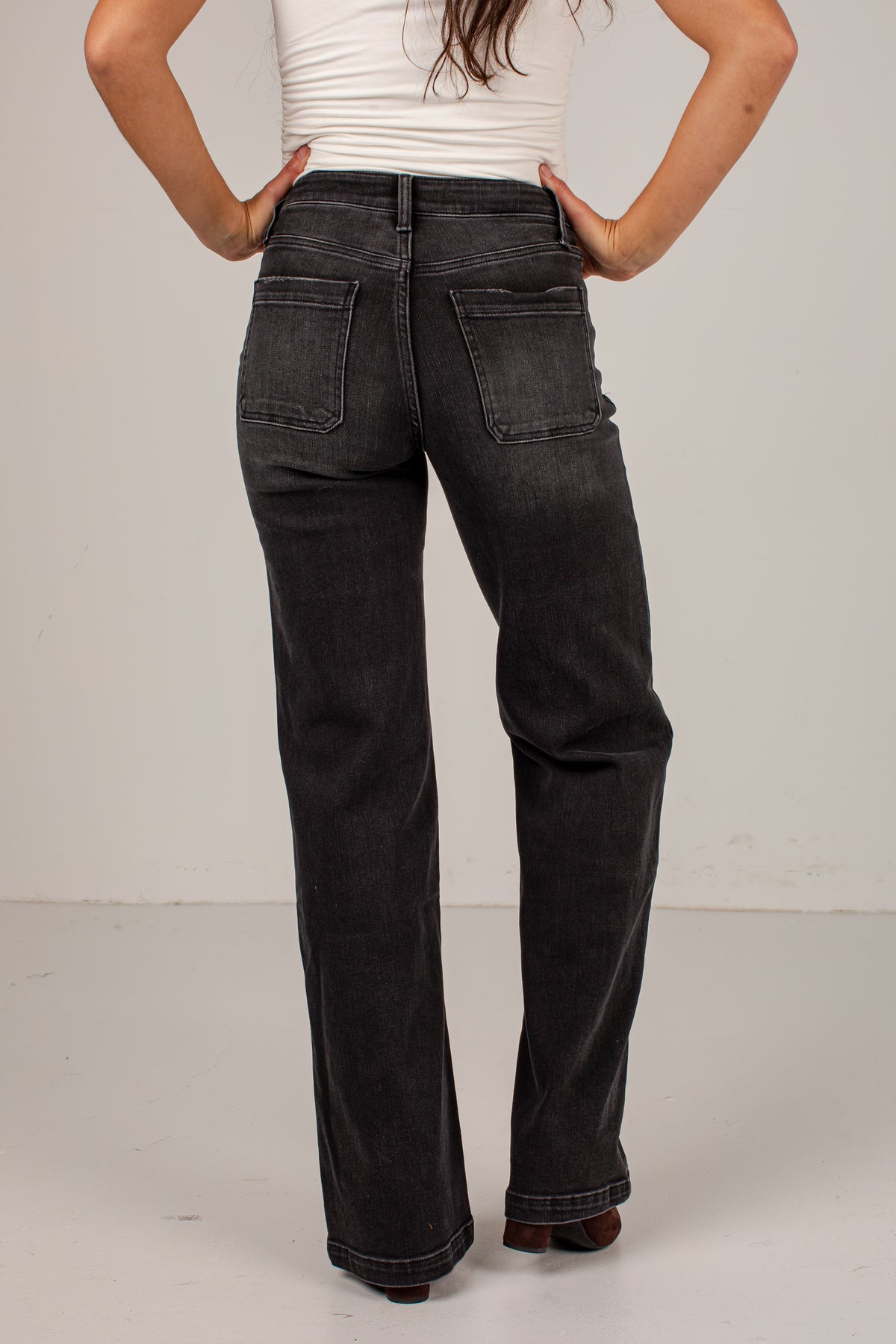 Lori Black High-Rise Wide Leg Jeans