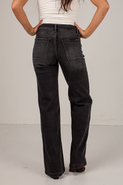 Lori Black High-Rise Wide Leg Jeans