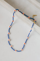 Haven Blue Beaded Daisy Necklace