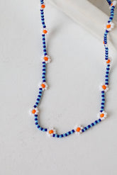 Haven Blue Beaded Daisy Necklace