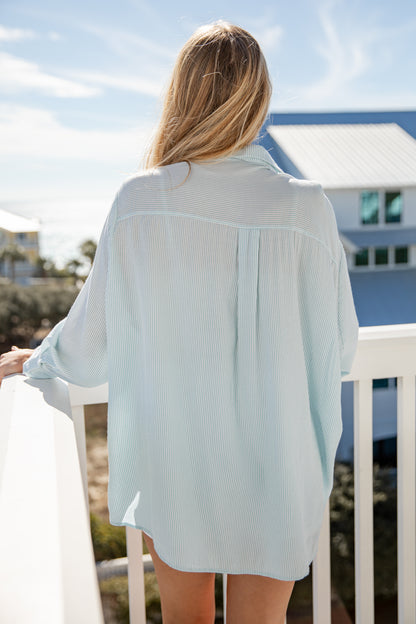 FINAL SALE - Wander More Striped Oversized Button-Up Blouse