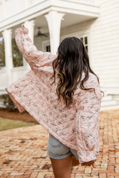 FINAL SALE - Sweet Soul Blush Floral Quilted Jacket