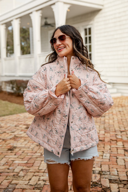 FINAL SALE - Sweet Soul Blush Floral Quilted Jacket