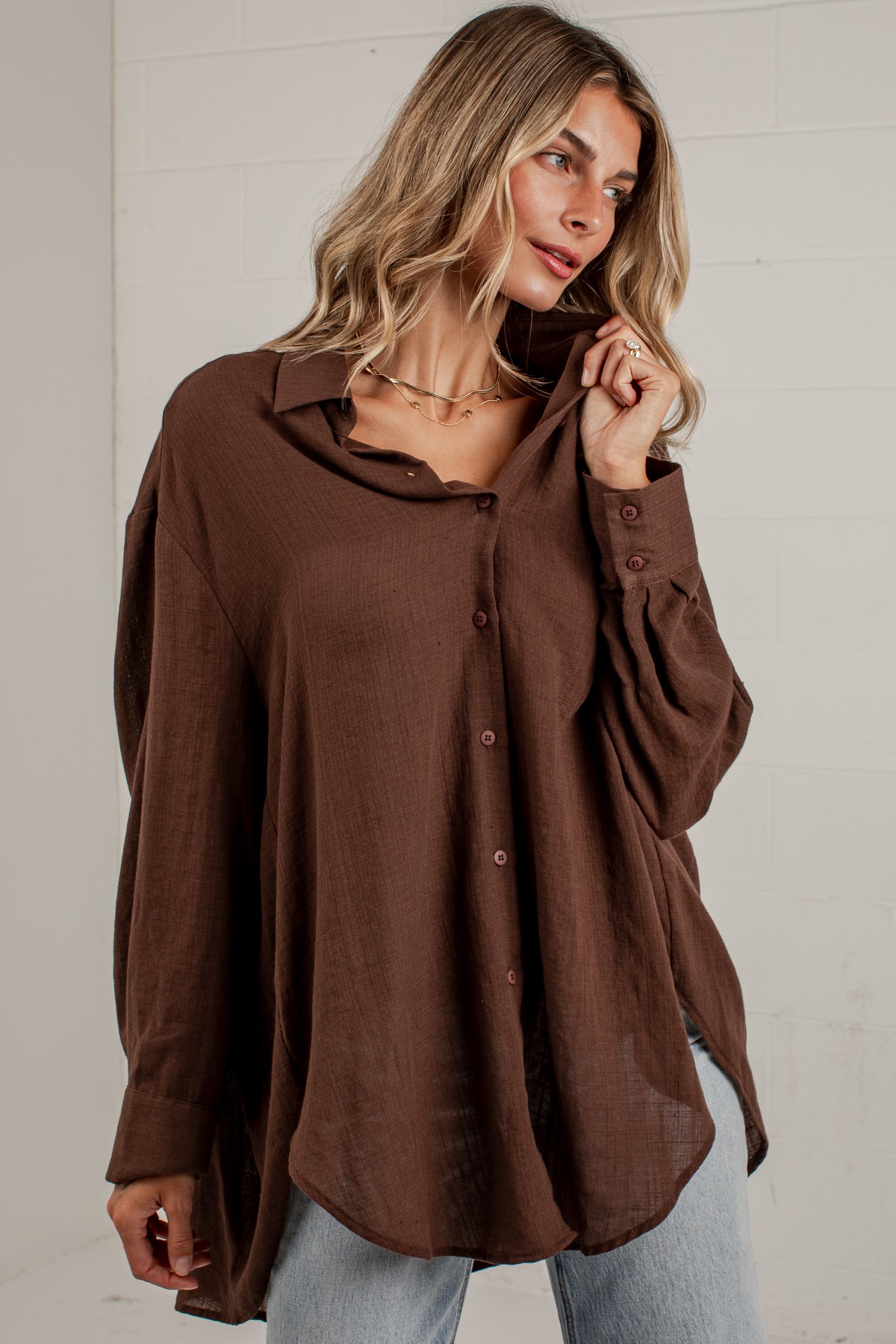 Allison Oversized Button-Up Blouse