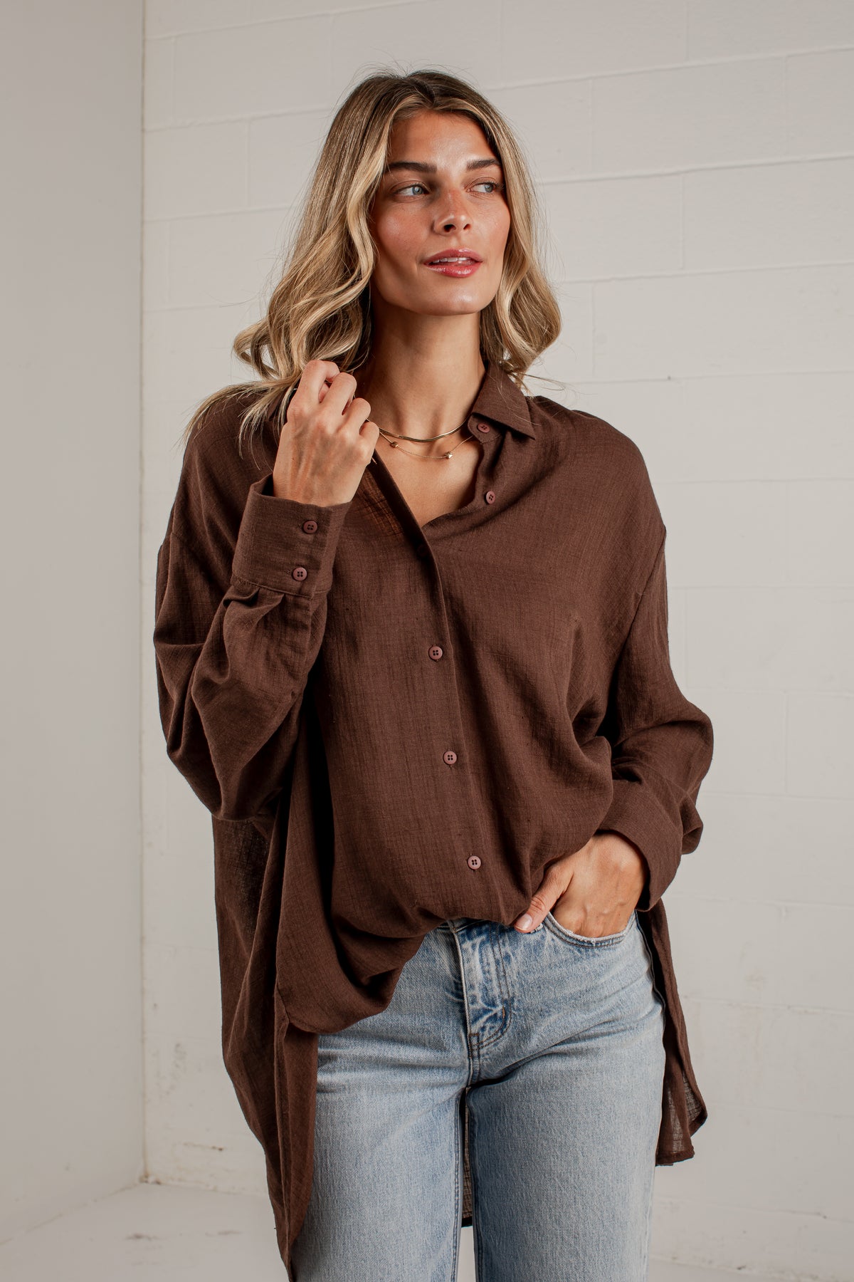 Allison Oversized Button-Up Blouse