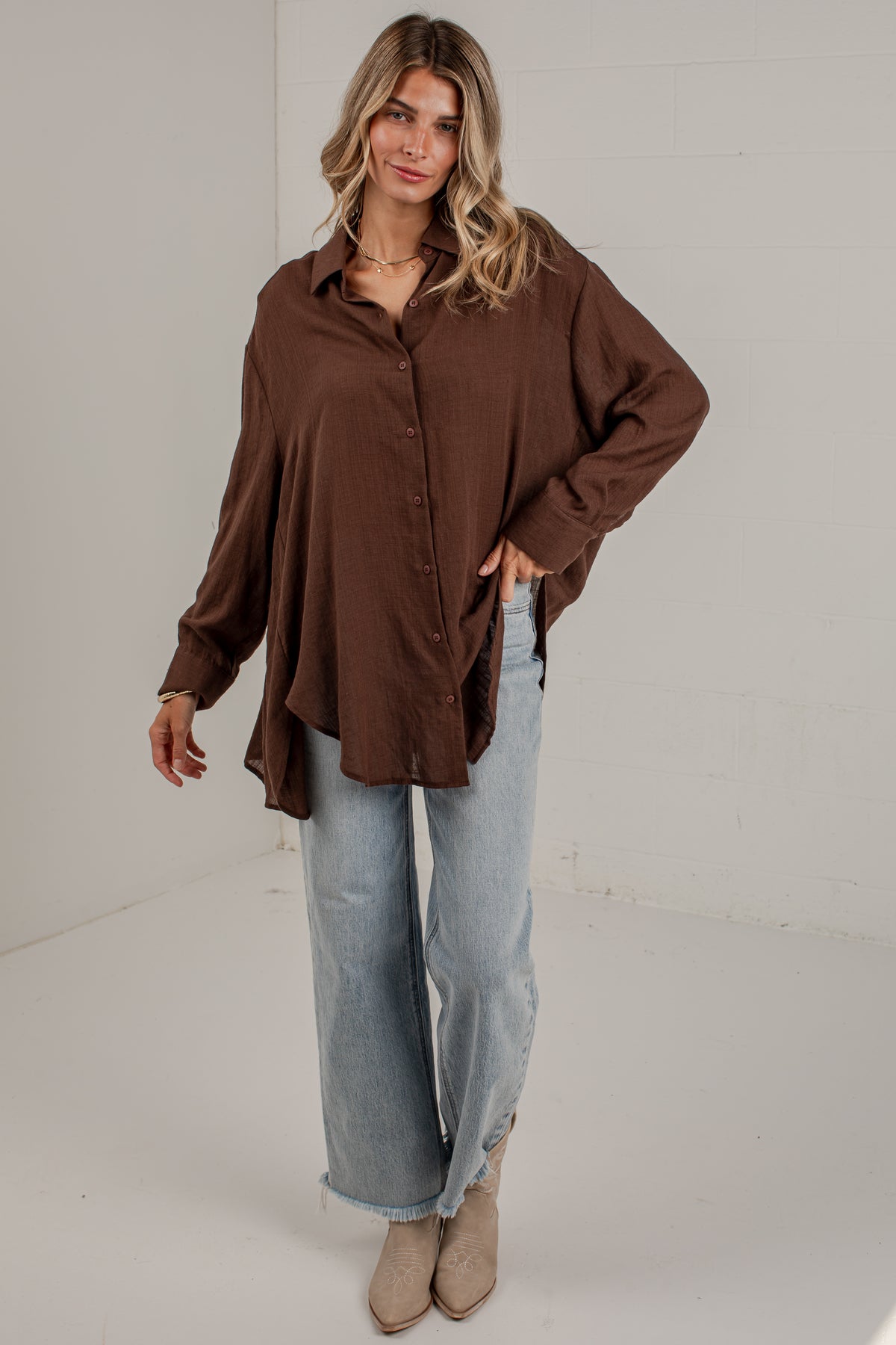 Allison Oversized Button-Up Blouse